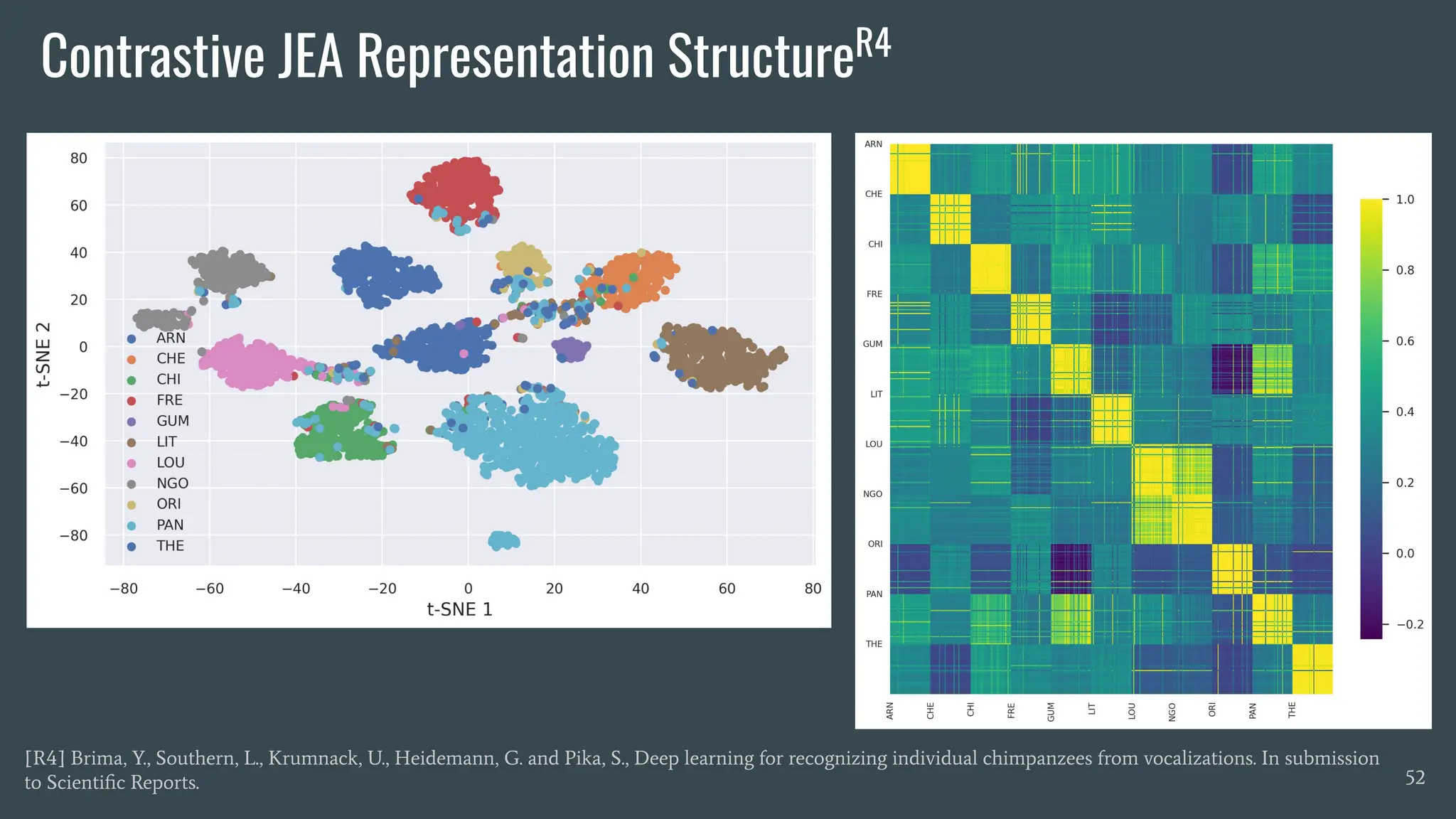 Contrastive JEA Representation StructureR4
52
[R4] Brima, Y., Southern, L., Krumnack, U., Heidemann, G. and Pika, S., Deep learning for recognizing individual chimpanzees from vocalizations. In submission
to Scientiﬁc Reports.
 
