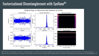 Factorizational Disentanglement with SynToneR1
40
[R1] Brima, Y., Krumnack, U., Pika, S. and Heidemann, G., 2024. Learning disentangled audio representations through controlled synthesis. In: The Second Tiny
Papers Track at ICLR 2024, Tiny Papers @ ICLR 2024, Vienna, Austria, 11 May 2024. OpenReview.net. Available at: https://openreview.net/forum?id=Fn9ORH8PLl
 