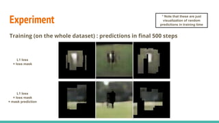 Experiment
Discriminative task (action recognition)
● Result (random initialization vs our pretrained method)
 