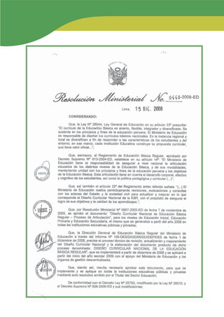 DiseñO Curricular Nacional 2009