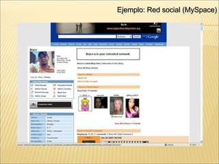 Ejemplo: Red social (MySpace) ‏ 