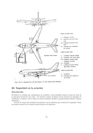 20. Seguridad en la aviaci´n
                          o
Introducci´n
          o
El objetivo es estudiar qu´ consideramos un accidente a nivel estad´
                            e                                         ıstico desde el punto de vista de
la operaci´n normal de una avi´n.. No sinteresa evaluar la eﬁcacia de los sistemas de seguridad, la
           o                      o
tripulaci´n, el entorno. No se tienen en cuenta accidentes debidos a apoderamientos il´
         o                                                                              ıcitos, bombas,
terrorismo...
    El nivel de riesgo est´ correlado inversamente con los esfuerzos para aumentar la seguridad. Estos
                          a
son mucho mayores en la aviaci´n comercial que en la deportiva.
                                 o




                                                  52
 