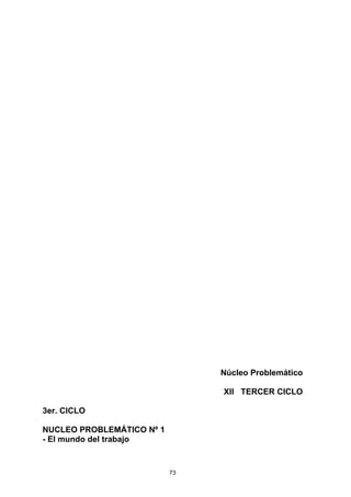 Núcleo Problemático

                                Xll TERCER CICLO

3er. CICLO

NUCLEO PROBLEMÁTICO Nº 1
- El mundo del trabajo


                           73
 