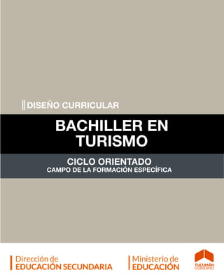 1
| DISEÑO CURRICULAR - TURISMO |
DISEÑO CURRICULAR
BACHILLER EN
TURISMO
CICLO ORIENTADO
CAMPO DE LA FORMACIÓN ESPECÍFICA
 