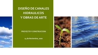 DISEÑO DE CANALES
HIDRAULICOS
Y OBRAS DE ARTE
PROYECTOY CONSTRUCCION
14 de Noviembre, 2020
 