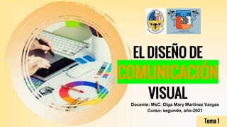 EL DISEÑO DE
COMUNICACIÓN
VISUAL
Tema 1
Docente: MsC. Olga Mary Martínez Vargas
Curso- segundo, año-2021
 