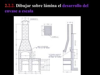 2. 2.2.  Dibujar sobre lámina el  desarrollo del envase a escala   