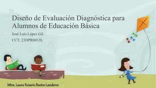 Diseño de Evaluación Diagnóstica para
Alumnos de Educación Básica
José Luis López Gil.
CCT: 23DPR0013L
Mtra. Laura RosarioBustos Landeros
 