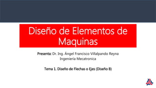 Diseño de Elementos de
Maquinas
Presenta: Dr. Ing. Ángel Francisco Villalpando Reyna
Ingeniería Mecatronica
Tema 1. Diseño de Flechas o Ejes (Diseño B)
 
