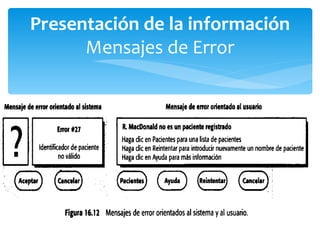 Presentación de la información Mensajes de Error 