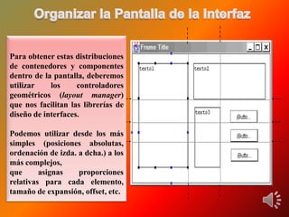  Comunicación con el usuario (errores, mensajes de estado, etc.)Diseño  de  Interfazde  Entrada  y  SalidaDiseño de la presentaciónEl significado de una imagen puede ser más fácilmente percibido por el observador si posee claridad visual.Reglas de GestaltSe basan en cómo organiza el observador los estímulos visuales (de forma global) y que se pueden resumir en los siguientes principios:Similitud.Objetos similares próximos se interpretan como una representación conjunta/agrupada