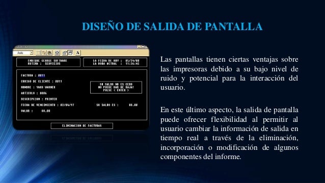 Diseño de las salidas del sistema tematica 2