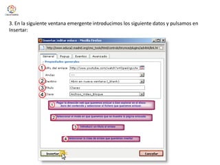 3. En la siguiente ventana emergente introducimos los siguiente datos y pulsamos en Insertar: