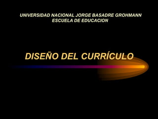 DISEÑO DEL CURRÍCULO
UNIVERSIDAD NACIONAL JORGE BASADRE GROHMANN
ESCUELA DE EDUCACION
 