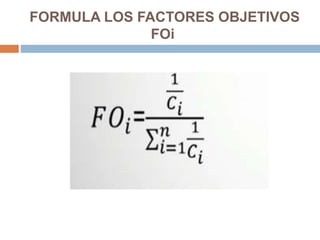 FORMULA LOS FACTORES OBJETIVOS
FOi
 