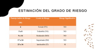 ESTIMACIÓN DEL GRADO DE RIESGO
 