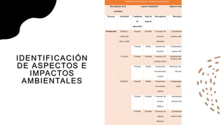 IDENTIFICACIÓN
DE ASPECTOS E
IMPACTOS
AMBIENTALES
 
