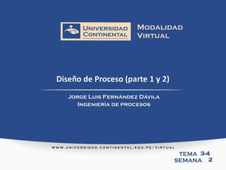 Diseño de Proceso (parte 1 y 2)
Jorge Luis Fernández Dávila
Ingeniería de procesos
3-4
2
 