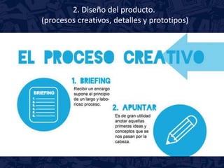 2. Diseño del producto. 
(procesos creativos, detalles y prototipos) 
 