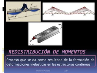 Proceso que se da como resultado de la formación de
deformaciones inelásticas en las estructuras continuas.
                  DISEÑO DE PUENTES   10"B"
 