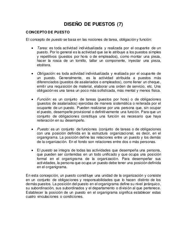Diseño de puestos Diseño de puestos