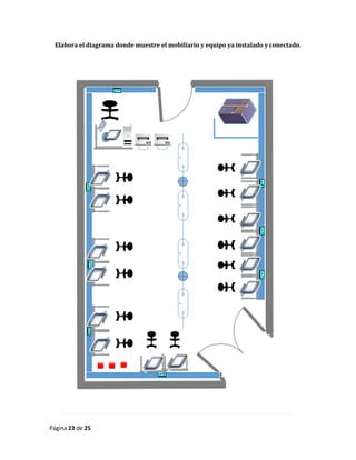 Página 23 de 25 
Elabora el diagrama donde muestre el mobiliario y equipo ya instalado y conectado.  