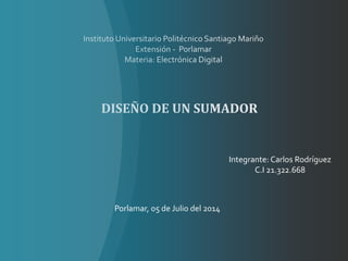 Integrante: Carlos Rodríguez
C.I 21.322.668
Porlamar, 05 de Julio del 2014
 