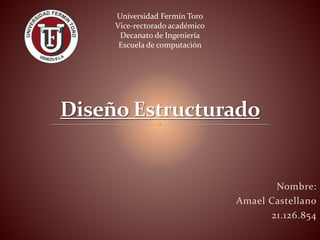 Nombre:
Amael Castellano
21.126.854
Universidad Fermín Toro
Vice-rectorado académico
Decanato de Ingeniería
Escuela de computación
 