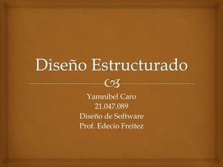 Yamnibel Caro
21.047.089
Diseño de Software
Prof. Edecio Freitez
 
