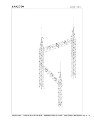 SAP2000                                                                           2/16/08 17:25:04




SAP2000 v9.0.3 - File:PORTICO DE LLEGADA Y BARRAS C10A-V7-C9-V6(1) - Joint Loads (T) (As Defined) - Kgf, m, C U
 