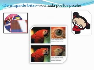 -De mapa de bits.- Formada por los píxeles
 