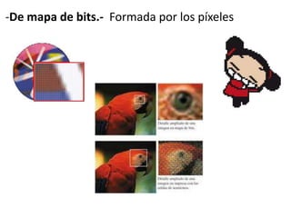 -De mapa de bits.- Formada por los píxeles
 