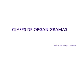 CLASES DE ORGANIGRAMAS
Ms. Blanca Cruz LLerena
 
