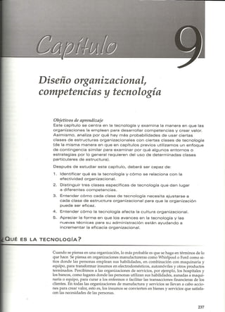 Diseño organizacional, competencias y tecnología