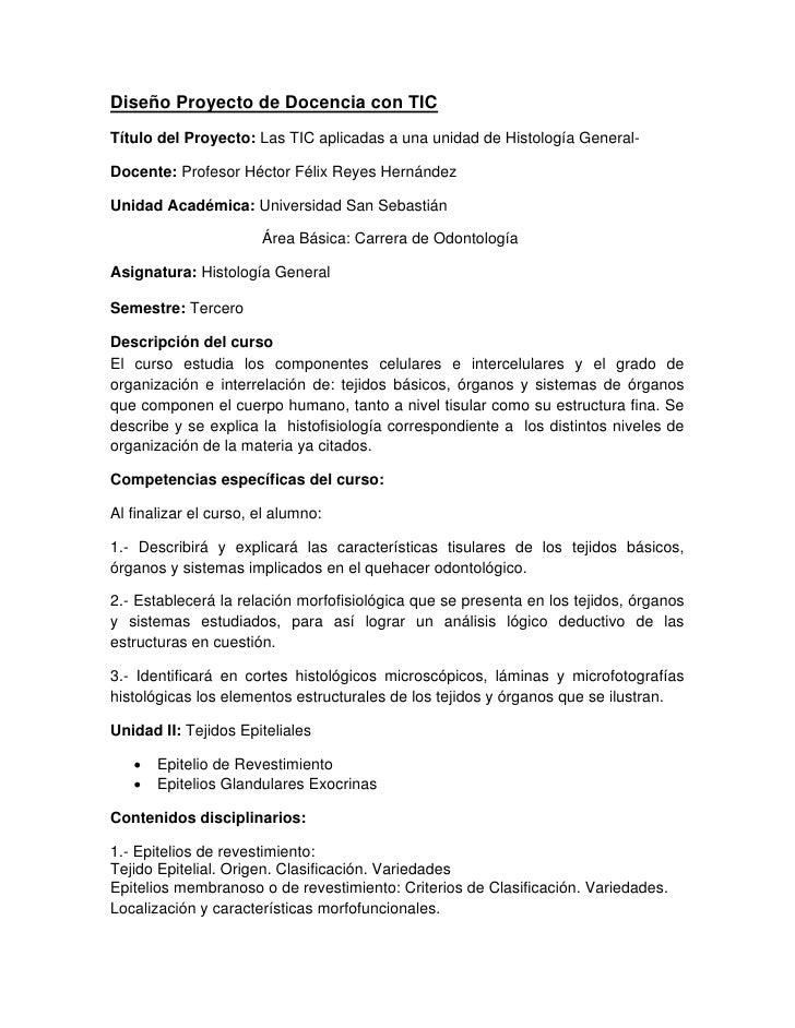 Diseño proyecto de docencia con tic Diseño proyecto de docencia con tic
