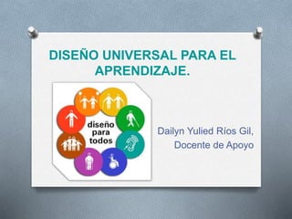 Dailyn Yulied Ríos Gil,
Docente de Apoyo
DISEÑO UNIVERSAL PARA EL
APRENDIZAJE.
 