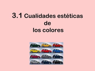 Diseño urbanístico2.Elementos visuales del diseñoLos elementos visuales tienen el objetivo de conseguir la máxima expresividad estéticaLos elementos visuales son : la línea, el plano, la textura y el color