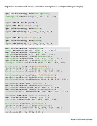 Diseño y validacion GUI con java usando Netbeans | PDF