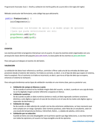 Diseño y validacion GUI con java usando Netbeans | PDF
