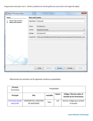 Diseño y validacion GUI con java usando Netbeans | PDF