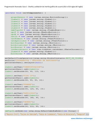 Diseño y validacion GUI con java usando Netbeans | PDF