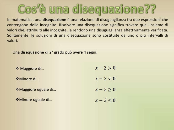 Che Cos E Una Disequazione
