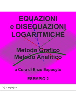 ESEMPIO 2 - EQUAZIONI e DISEQUAZIONI LOGARITMICHE - METODO GRAFICO  - METODO ANALITICO