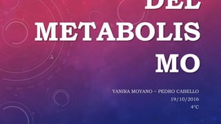 DEL
METABOLIS
MO
YANIRA MOYANO ~ PEDRO CABELLO
19/10/2016
4°C
 