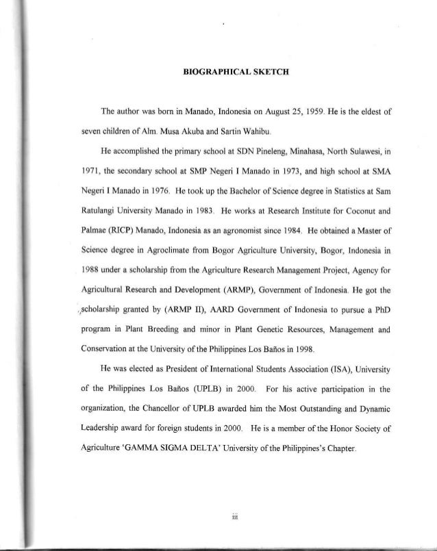 Dissertation biographical sketch example