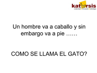 Un hombre va a caballo y sin
embargo va a pie ……
COMO SE LLAMA EL GATO?

 