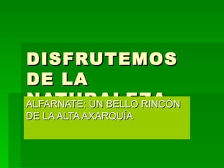 DISFRUTEMOS DE LA NATURALEZA ALFARNATE: UN BELLO RINCÓN DE LA ALTA AXARQUÍA 