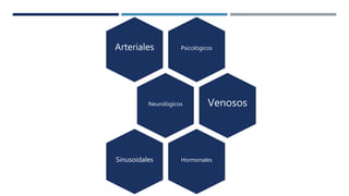 PsicológicosArteriales
Neurológicos Venosos
HormonalesSinusoidales
 