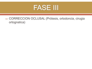 

CORRECCION OCLUSAL (Prótesis, ortodoncia, cirugia
ortognatica)

 
