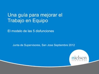 Una guía para mejorar el
Trabajo en Equipo
El modelo de las 5 disfunciones
Junta de Supervisores, San Jose Septiembre 2012
 